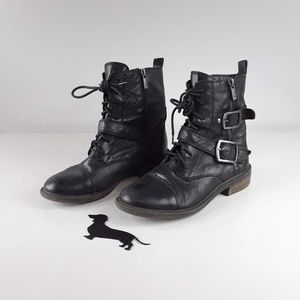 Lucky Brand Nolan Black Leather Combo Boots